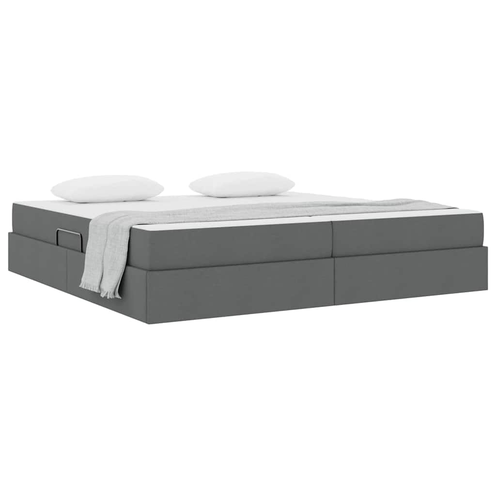 Letto con contenitore e materasso Grigio scuro 200 x 200 cm
