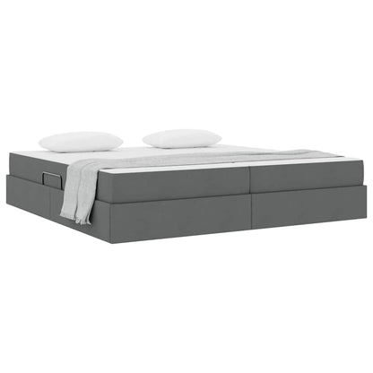 Letto con contenitore e materasso Grigio scuro 200 x 200 cm
