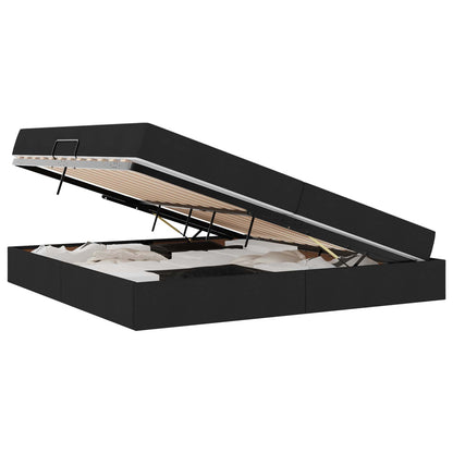 Letto con contenitore e materasso Nero 200 x 200 cm Poliestere