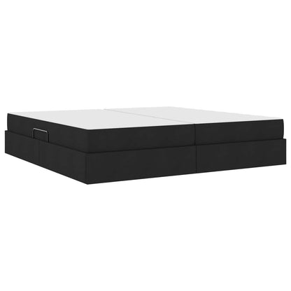 Letto con contenitore e materasso Nero 200 x 200 cm Poliestere