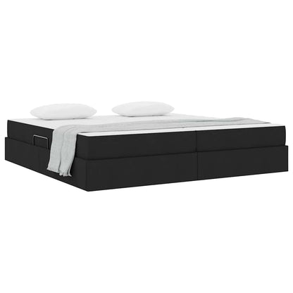 Letto con contenitore e materasso Nero 200 x 200 cm Poliestere