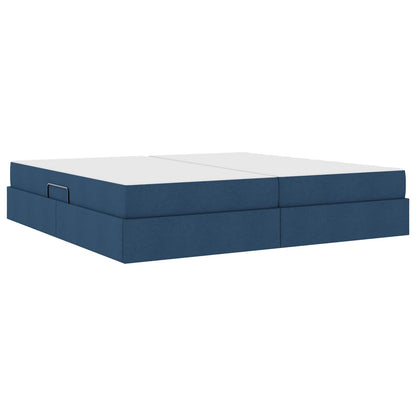 Letto con contenitore e materasso Blu 200 x 200 cm Poliestere