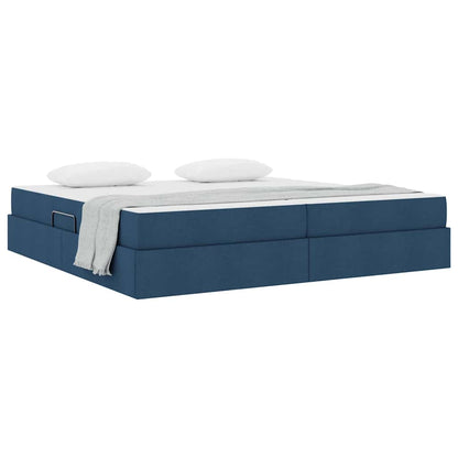 Letto con contenitore e materasso Blu 200 x 200 cm Poliestere