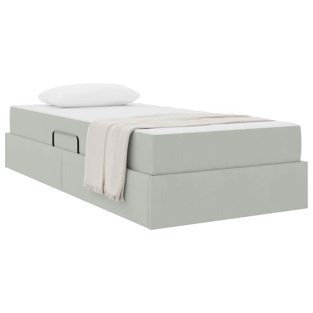 Letto con contenitore e materasso Grigio chiaro 90 x 190 cm