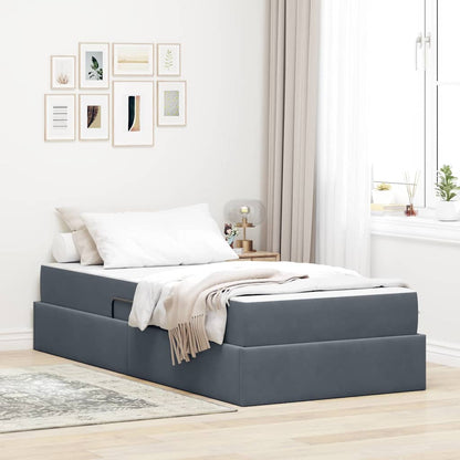 Letto con contenitore e materasso Grigio scuro 90 x 190 cm