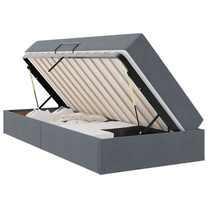 Letto con contenitore e materasso Grigio scuro 90 x 190 cm