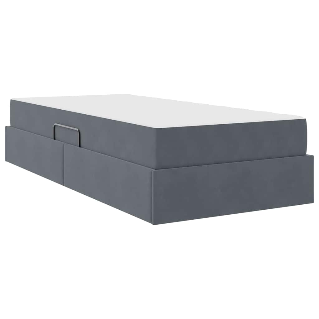 Letto con contenitore e materasso Grigio scuro 90 x 190 cm
