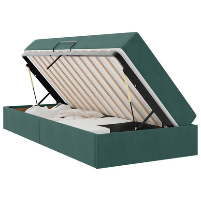 Letto con contenitore e materasso Verde Scuro 90 x 190 cm