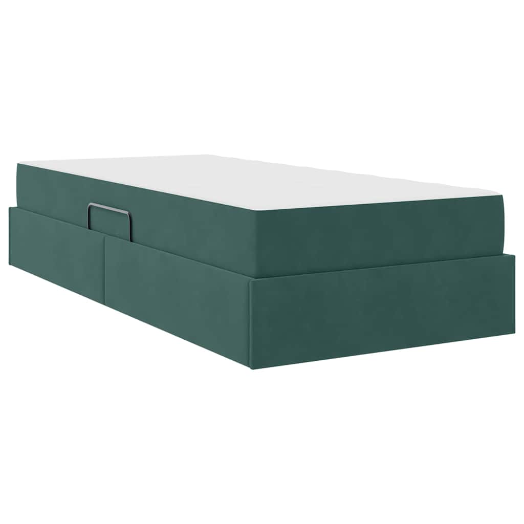 Letto con contenitore e materasso Verde Scuro 90 x 190 cm