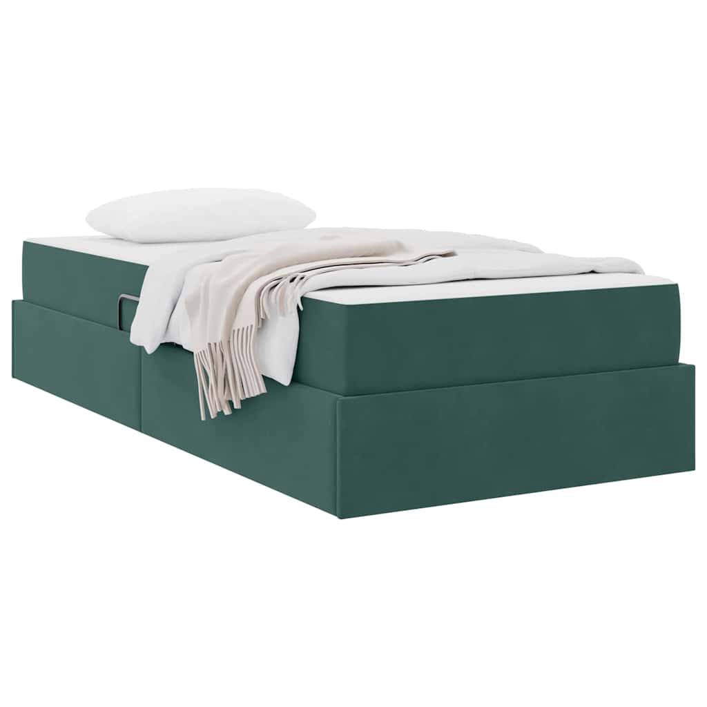 Letto con contenitore e materasso Verde Scuro 90 x 190 cm