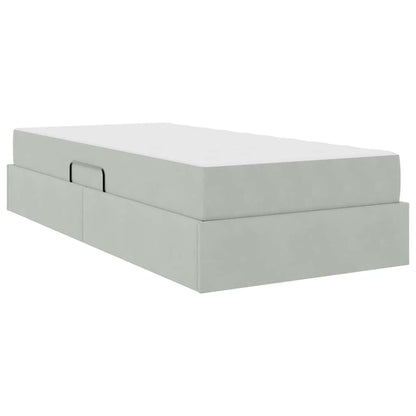 Letto con contenitore e materasso Grigio chiaro 90 x 200 cm