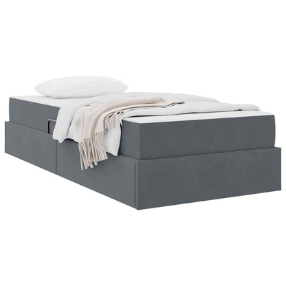 Letto con contenitore e materasso Grigio scuro 90 x 200 cm