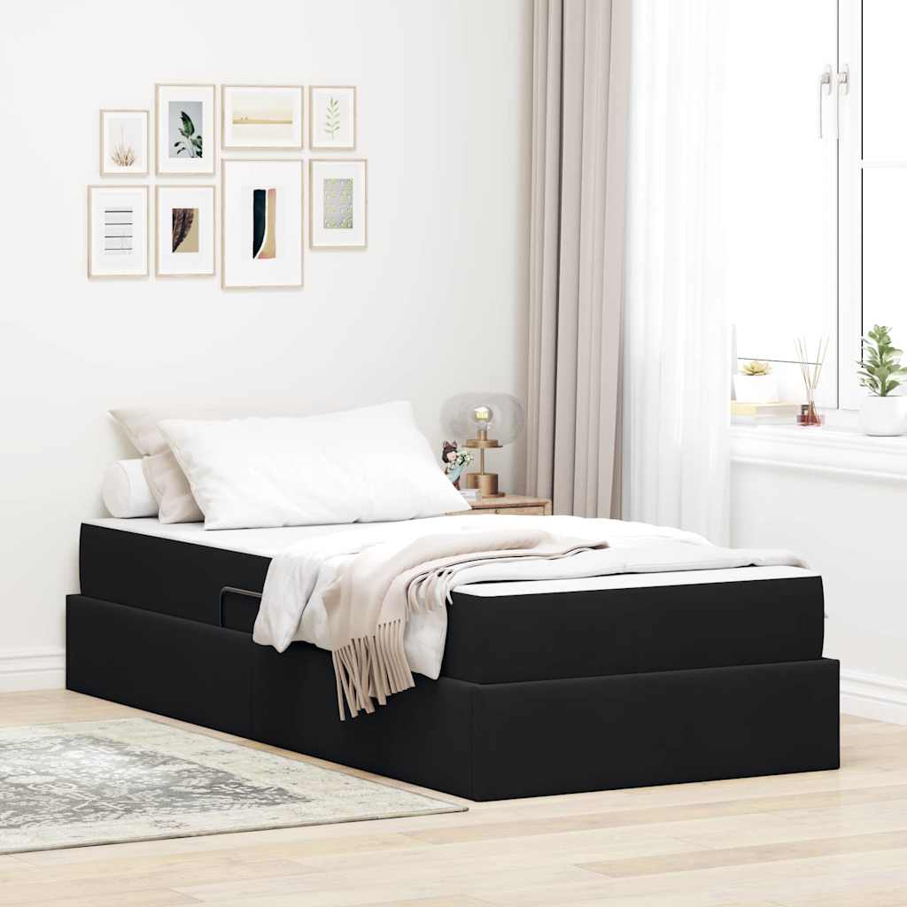 Letto con contenitore e materasso Nero 90 x 200 cm Velluto
