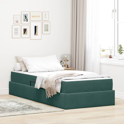 Letto con contenitore e materasso Verde Scuro 90 x 200 cm