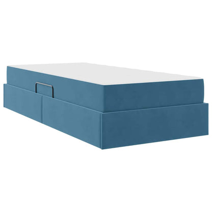 Letto con contenitore e materasso Blu Scuro 90 x 200 cm Velluto