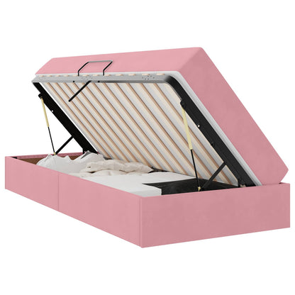 Letto con contenitore e materasso Rosa 90 x 200 cm Velluto
