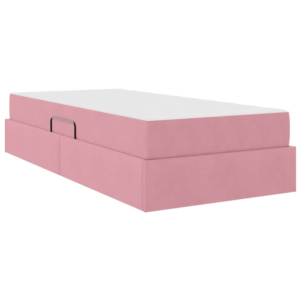 Letto con contenitore e materasso Rosa 90 x 200 cm Velluto