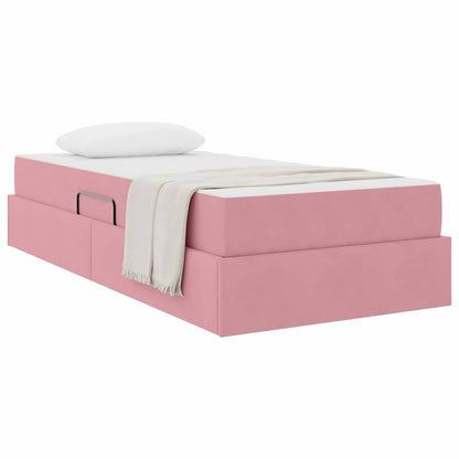 Letto con contenitore e materasso Rosa 90 x 200 cm Velluto