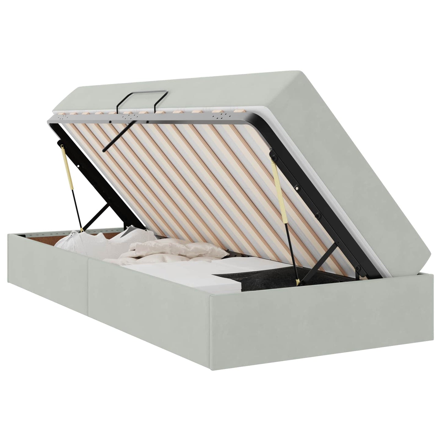 Letto con contenitore e materasso Grigio chiaro 100 x 200 cm