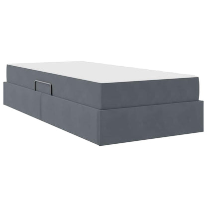 Letto con contenitore e materasso Grigio scuro 100 x 200 cm
