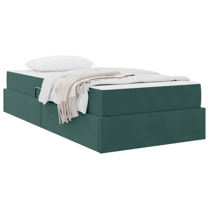 Letto con contenitore e materasso Verde Scuro 100 x 200 cm
