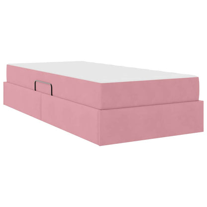 Letto con contenitore e materasso Rosa 100 x 200 cm Velluto