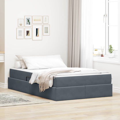 Letto con contenitore e materasso Grigio scuro 120 x 190 cm