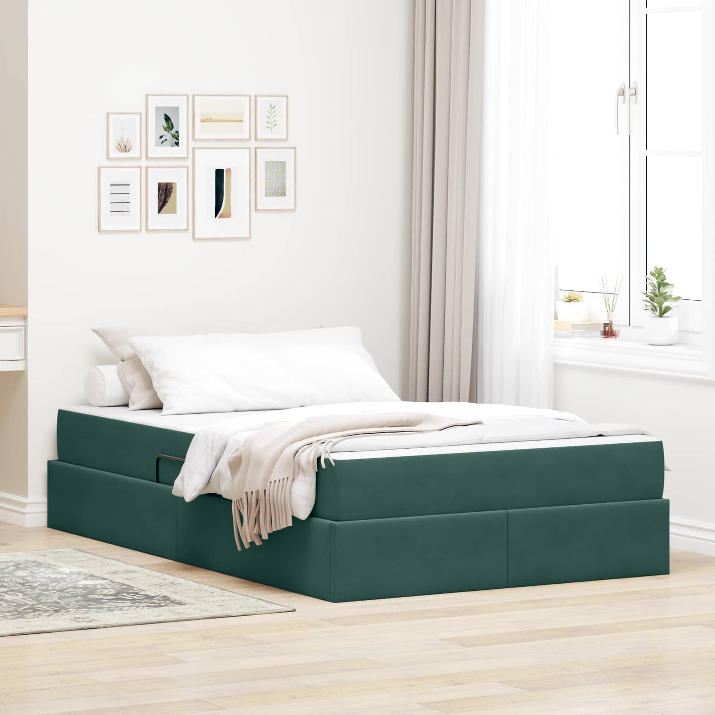 Letto con contenitore e materasso Verde Scuro 120 x 190 cm