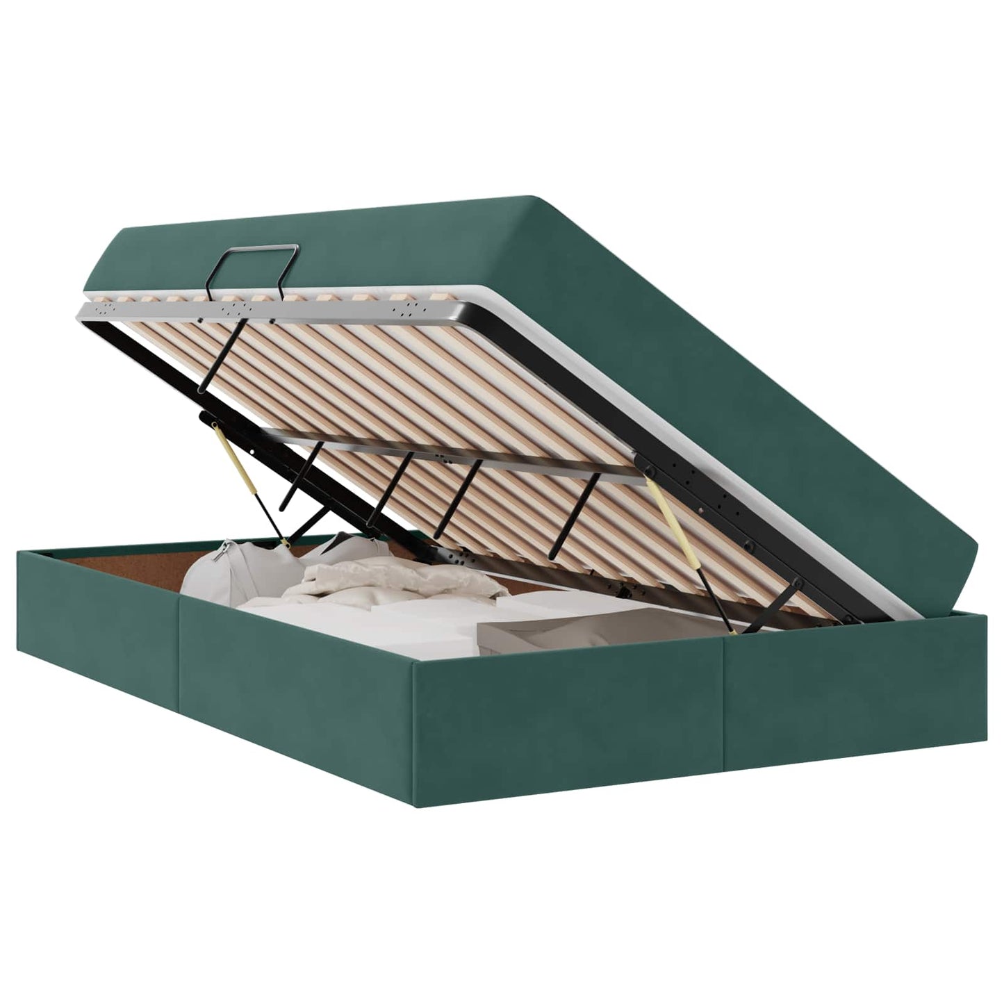 Letto con contenitore e materasso Verde Scuro 120 x 190 cm