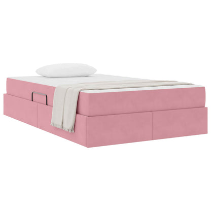 Letto con contenitore e materasso Rosa 120 x 190 cm Velluto