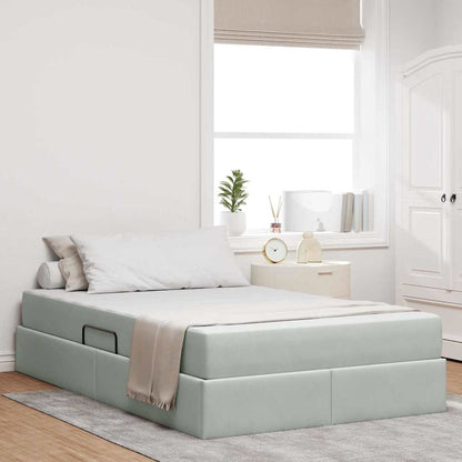 Letto con contenitore e materasso Grigio chiaro 120 x 200 cm