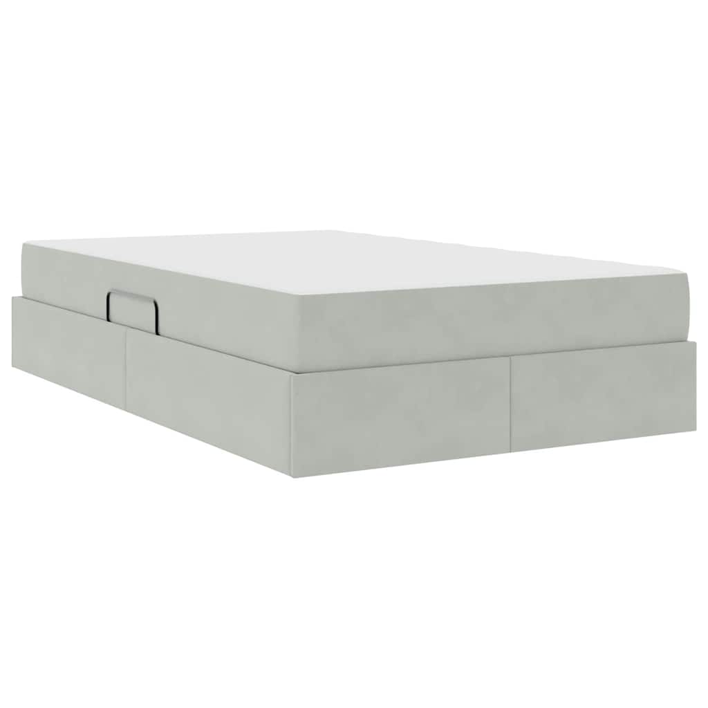 Letto con contenitore e materasso Grigio chiaro 120 x 200 cm