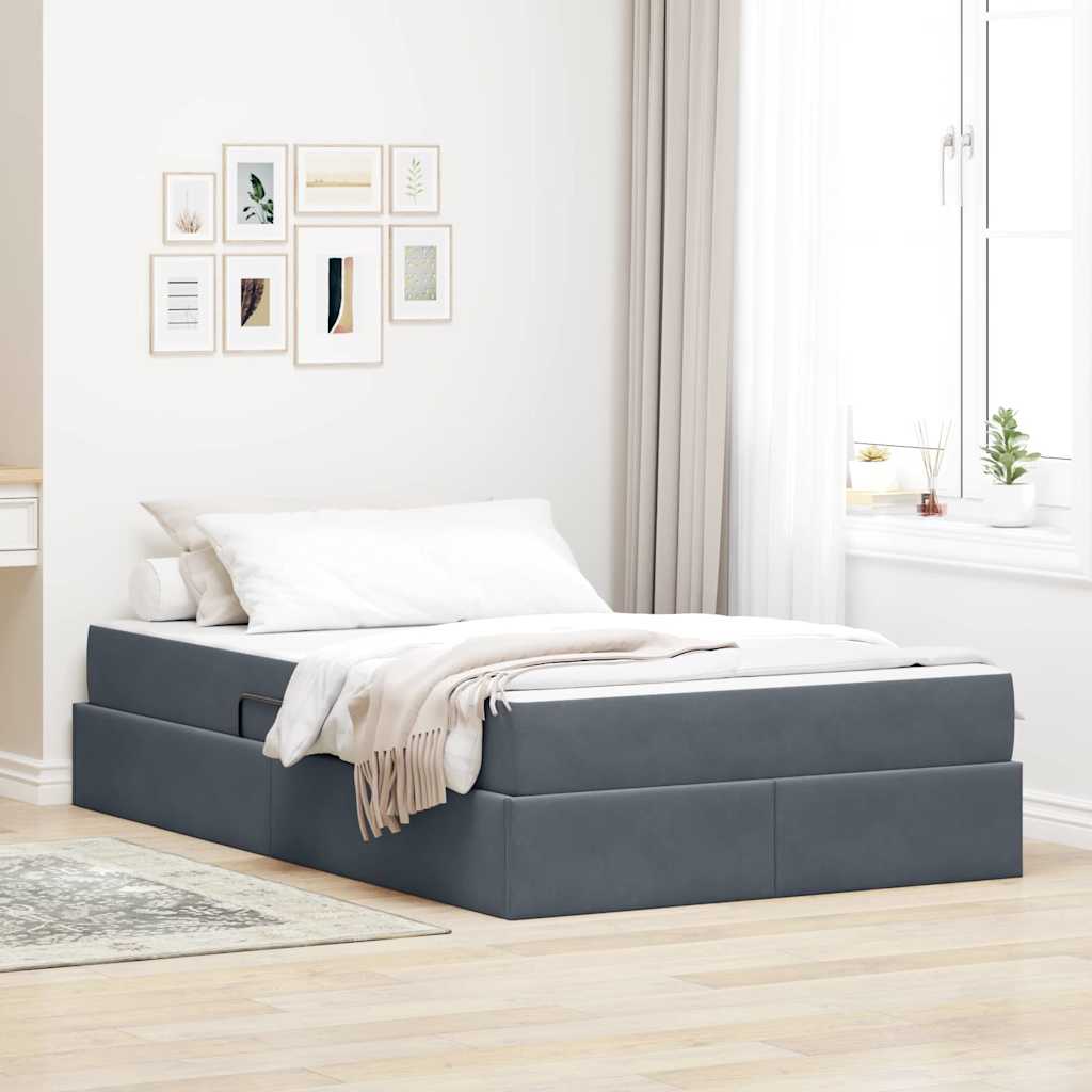 Letto con contenitore e materasso Grigio scuro 120 x 200 cm