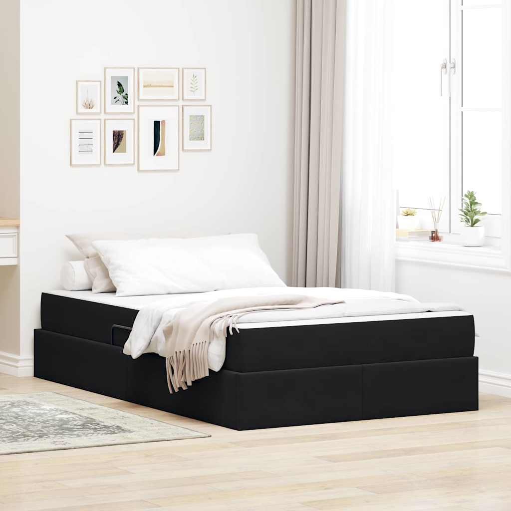 Letto con contenitore e materasso Nero 120 x 200 cm Velluto