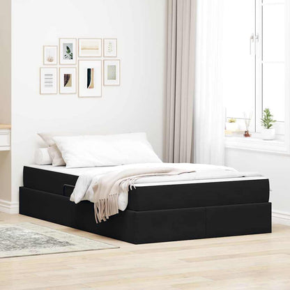 Letto con contenitore e materasso Nero 120 x 200 cm Velluto