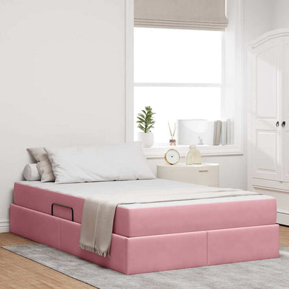 Letto con contenitore e materasso Rosa 120 x 200 cm Velluto