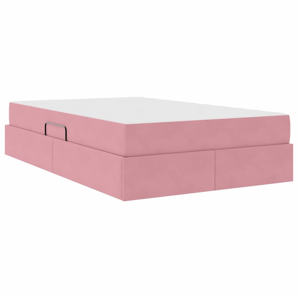Letto con contenitore e materasso Rosa 120 x 200 cm Velluto