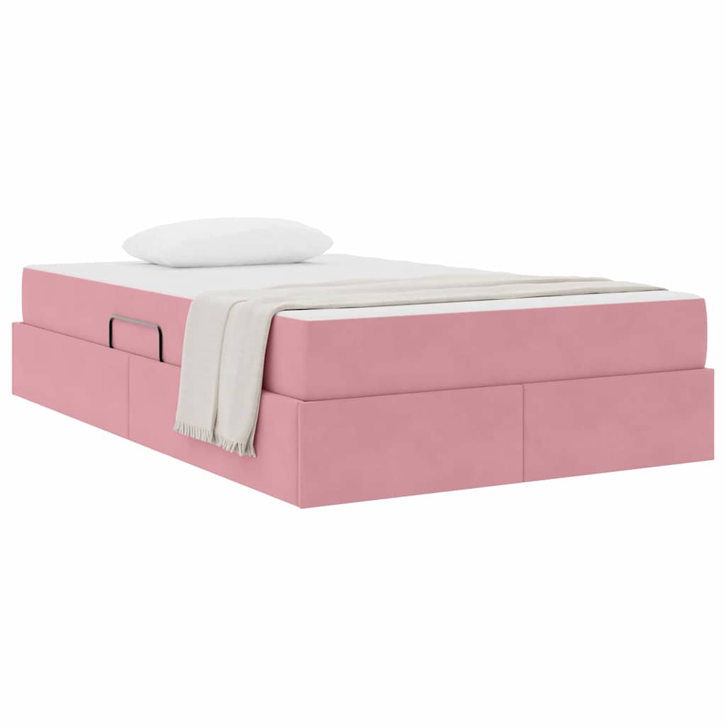 Letto con contenitore e materasso Rosa 120 x 200 cm Velluto