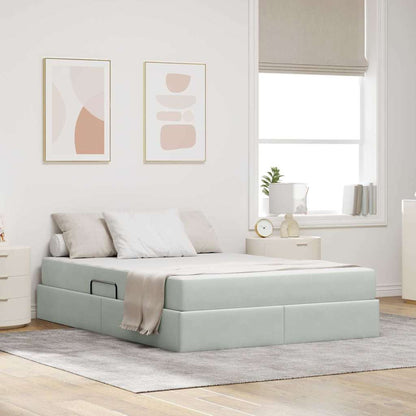 Letto con contenitore e materasso Grigio chiaro 140 x 190 cm