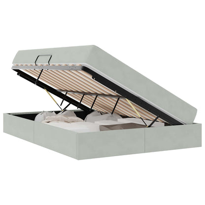 Letto con contenitore e materasso Grigio chiaro 140 x 190 cm
