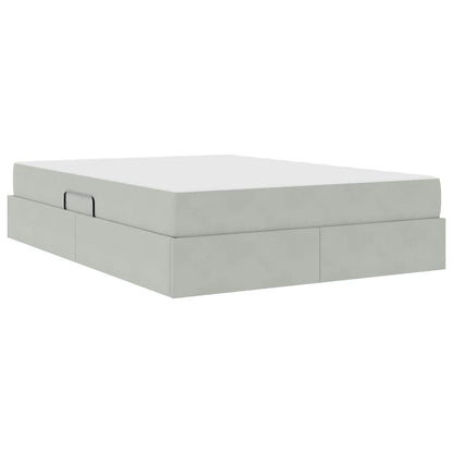 Letto con contenitore e materasso Grigio chiaro 140 x 190 cm