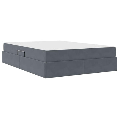Letto con contenitore e materasso Grigio scuro 140 x 190 cm