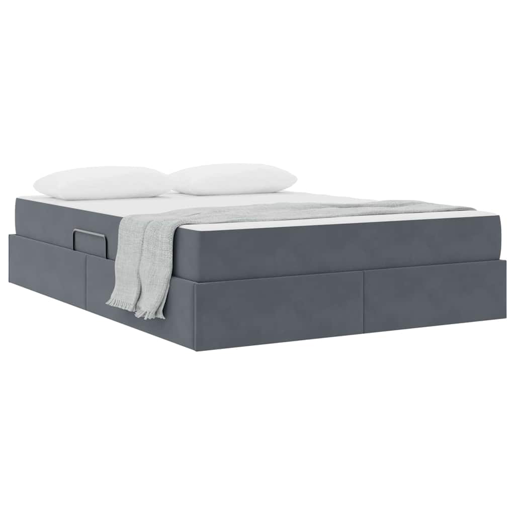 Letto con contenitore e materasso Grigio scuro 140 x 190 cm