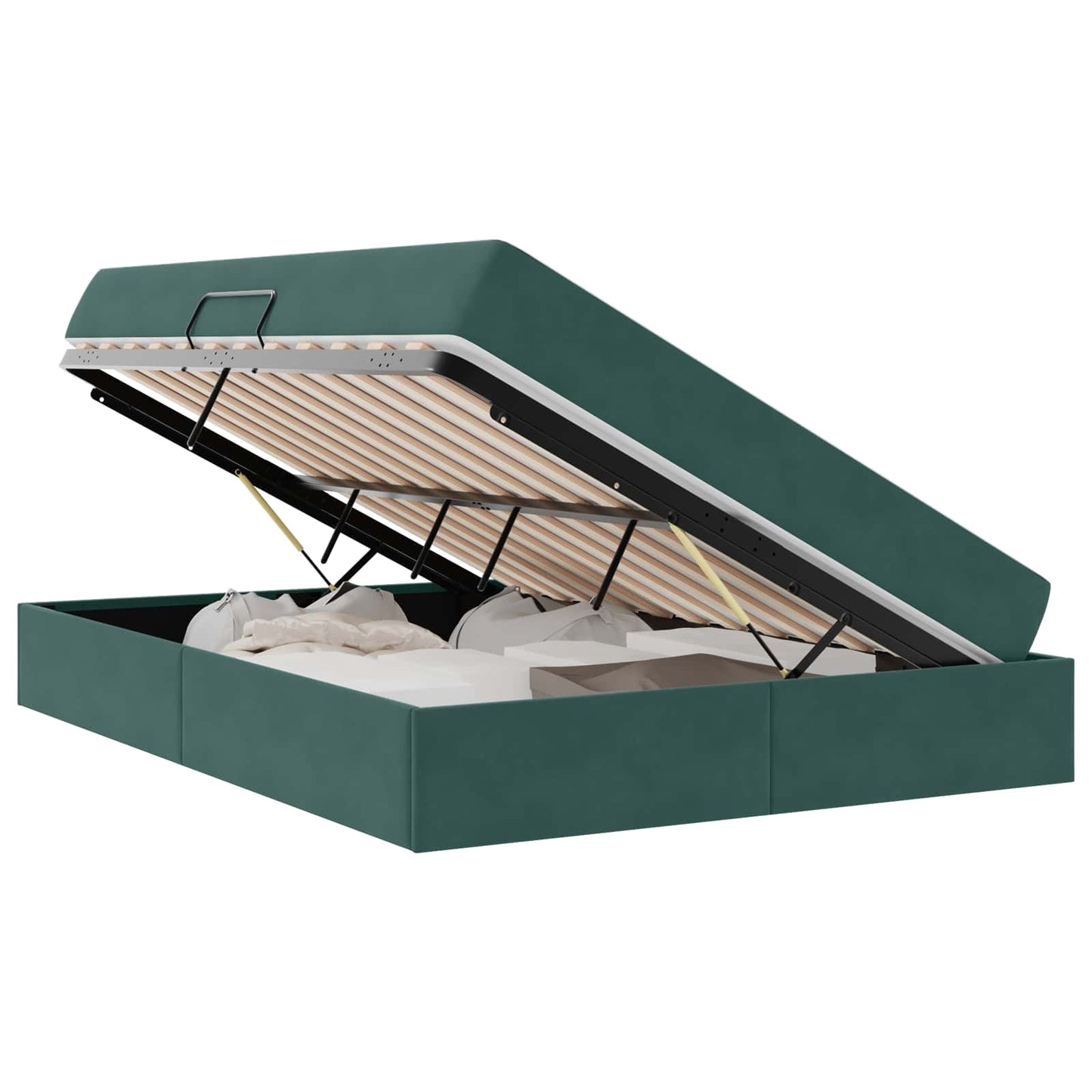 Letto con contenitore e materasso Verde Scuro 140 x 190 cm