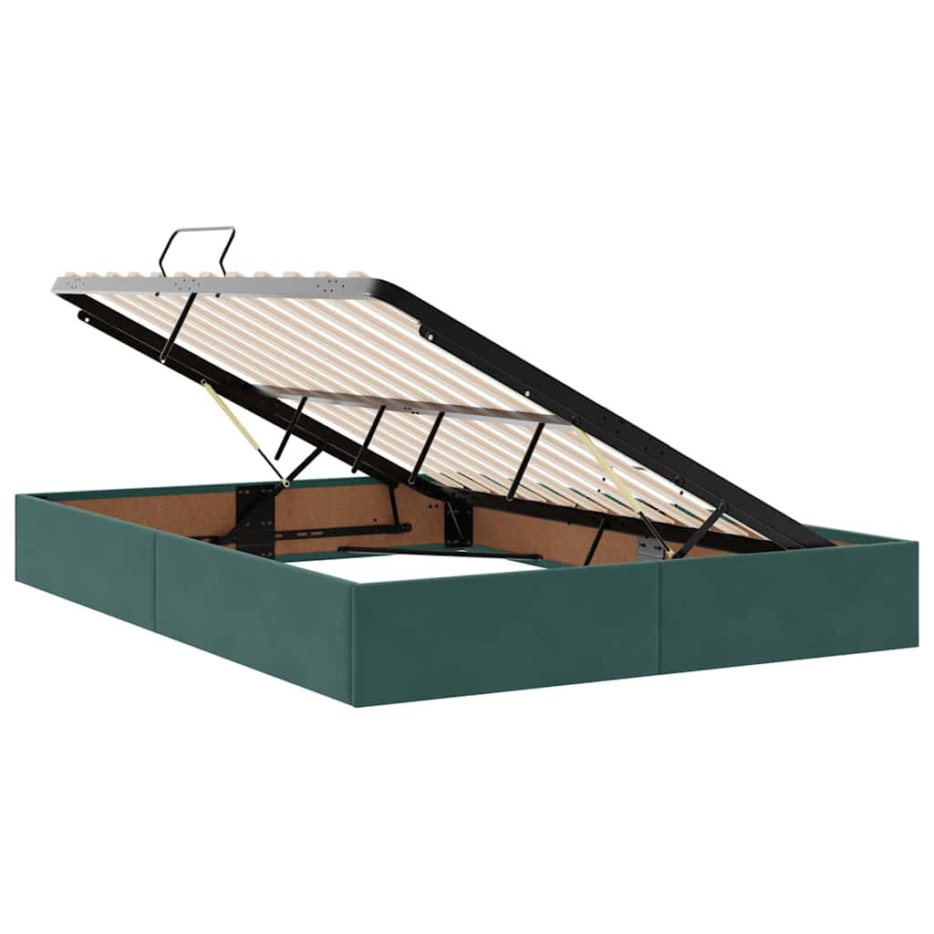 Letto con contenitore e materasso Verde Scuro 140 x 190 cm