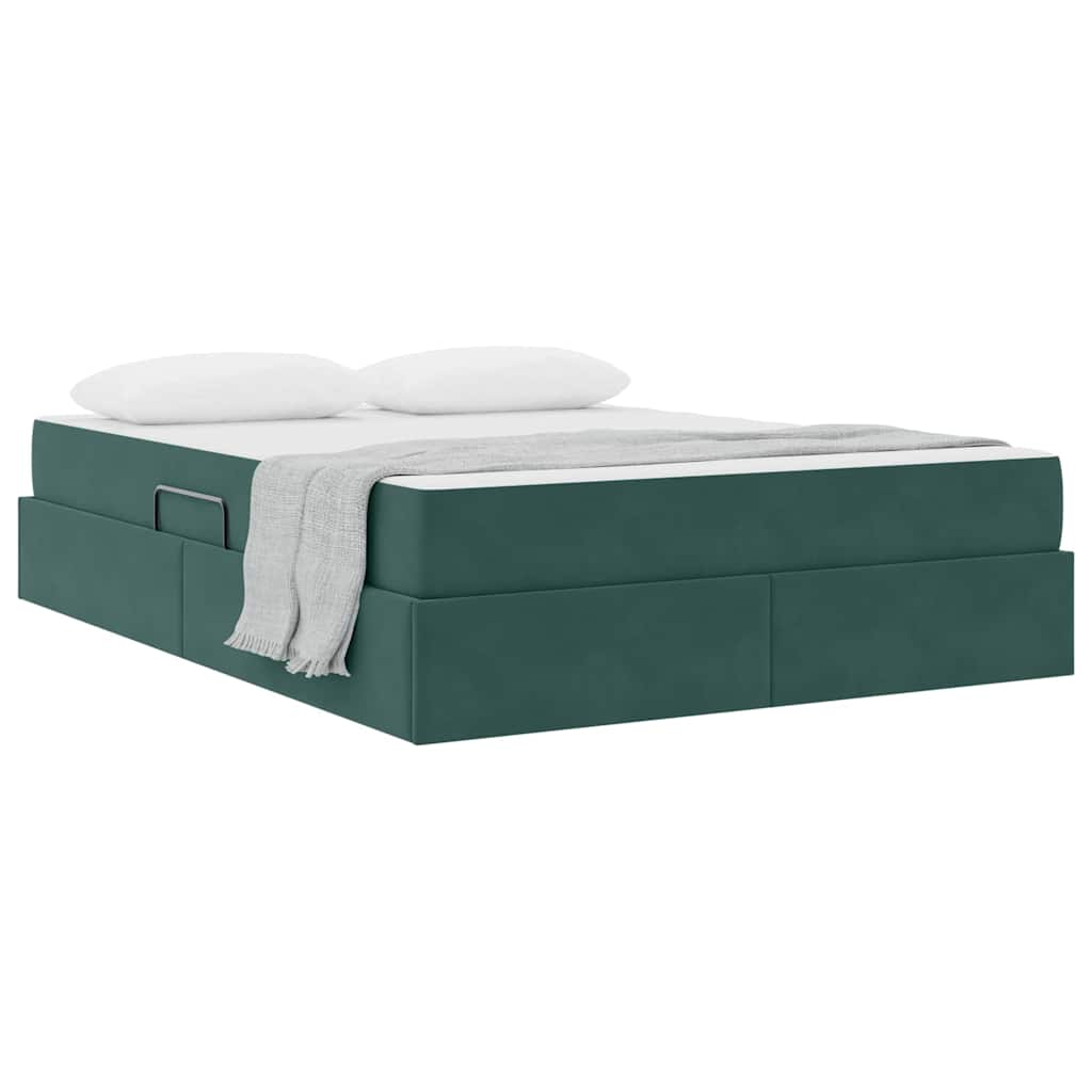 Letto con contenitore e materasso Verde Scuro 140 x 190 cm