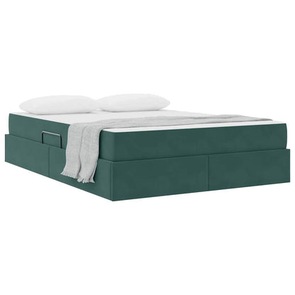 Letto con contenitore e materasso Verde Scuro 140 x 190 cm