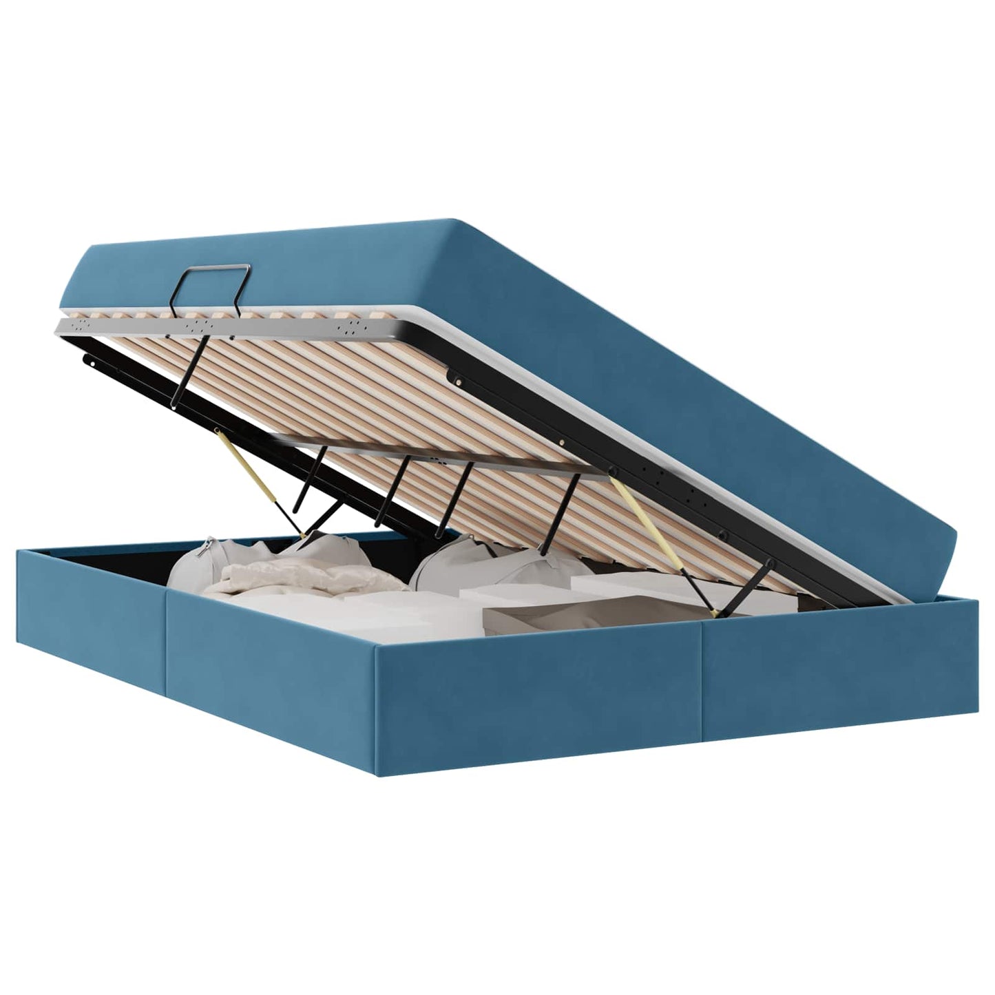 Letto con contenitore e materasso Blu Scuro 140 x 190 cm