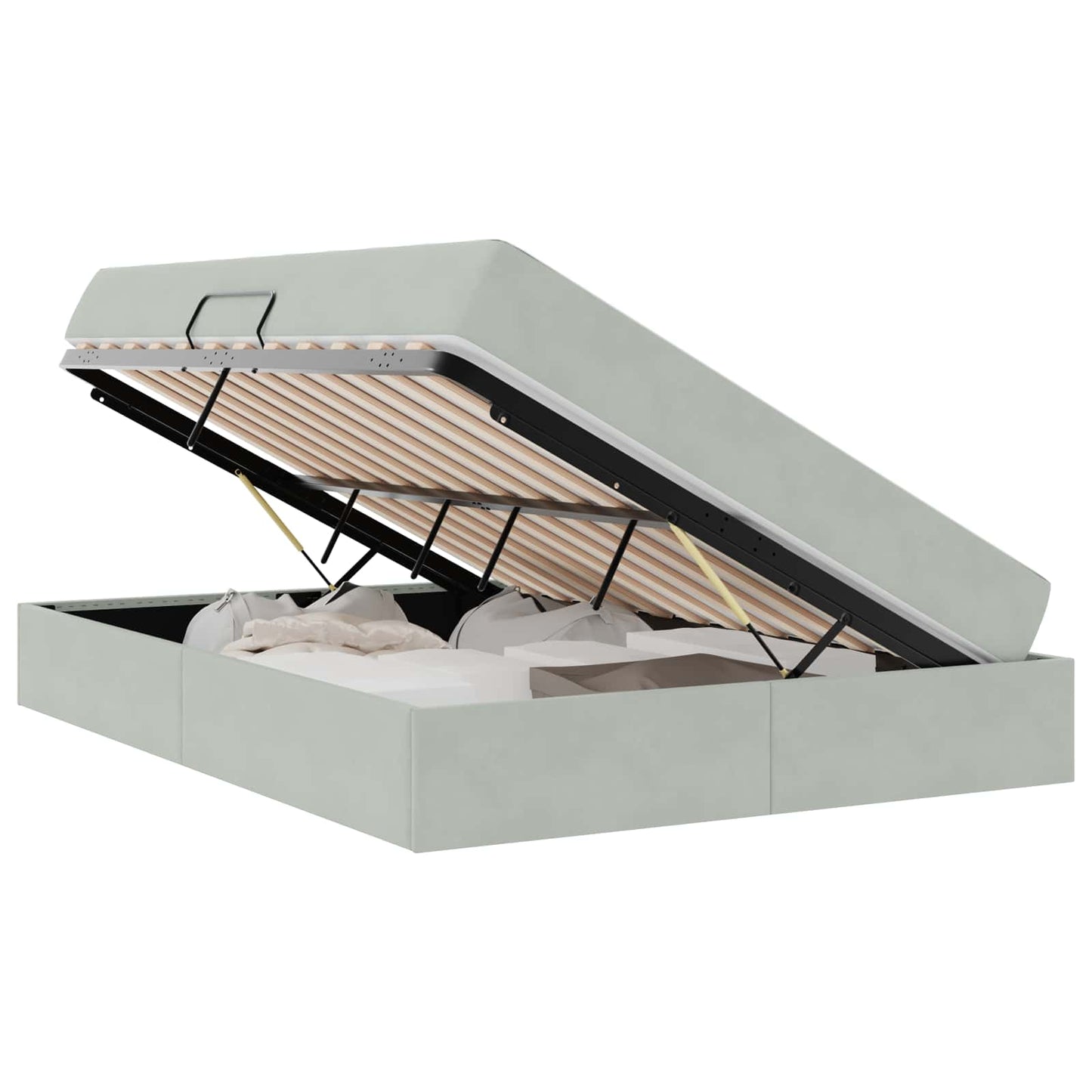 Letto con contenitore e materasso Grigio chiaro 140 x 200 cm