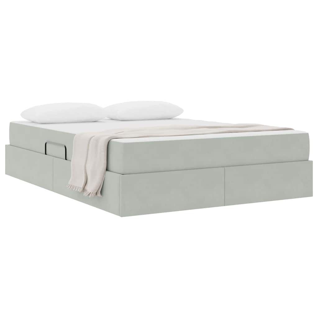 Letto con contenitore e materasso Grigio chiaro 140 x 200 cm